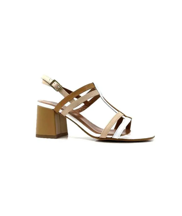 Ivoire0334 Ivoire B621 F Romagna Cuir Blanc Beige*Femme Sandales