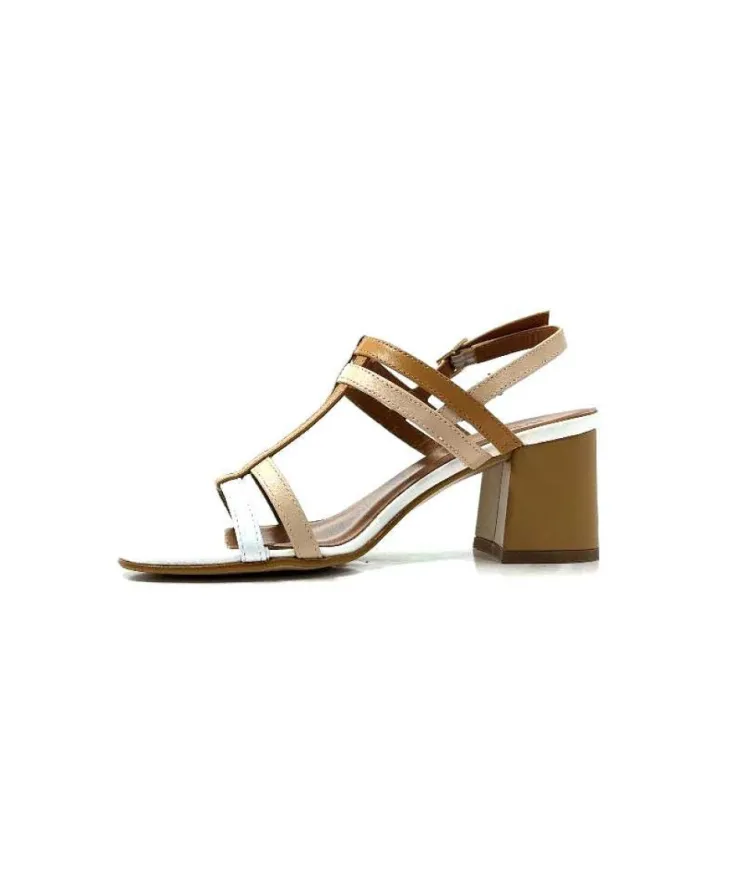 Ivoire0334 Ivoire B621 F Romagna Cuir Blanc Beige*Femme Sandales