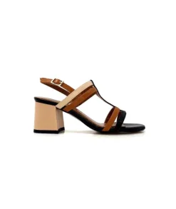Ivoire0334 Ivoire B621 F Romagna Cuir Noir Cognac Nude*Femme Sandales