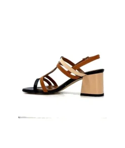 Ivoire0334 Ivoire B621 F Romagna Cuir Noir Cognac Nude*Femme Sandales