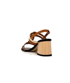 Ivoire0334 Ivoire B621 F Romagna Cuir Noir Cognac Nude*Femme Sandales