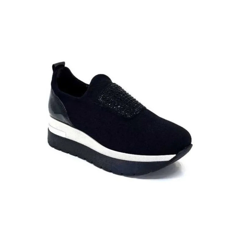 Ivoire0130a Ivoire 9B4373 Iv Textile Noir*Femme Baskets