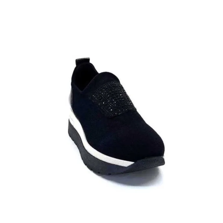 Ivoire0130a Ivoire 9B4373 Iv Textile Noir*Femme Baskets