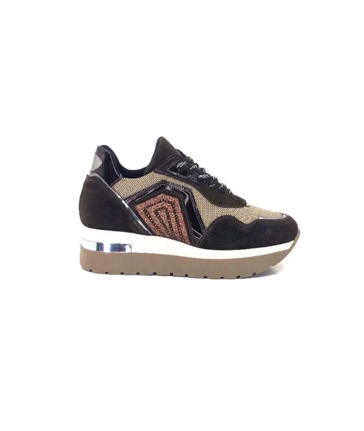 Ivoire0130a Ivoire 9B4425 Textile Et Daim Marron*Femme Baskets