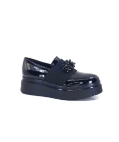 Ivoire0130a Ivoire 2C4386 Cuir Vernis Noir*Femme Mocassins