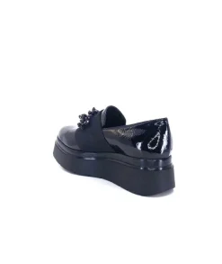 Ivoire0130a Ivoire 2C4386 Cuir Vernis Noir*Femme Mocassins