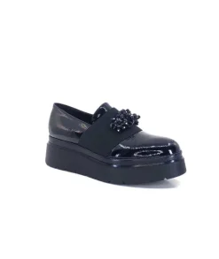Ivoire0130a Ivoire 2C4386 Cuir Vernis Noir*Femme Mocassins