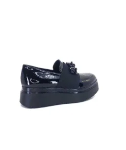 Ivoire0130a Ivoire 2C4386 Cuir Vernis Noir*Femme Mocassins