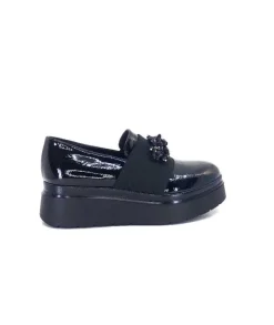 Ivoire0130a Ivoire 2C4386 Cuir Vernis Noir*Femme Mocassins