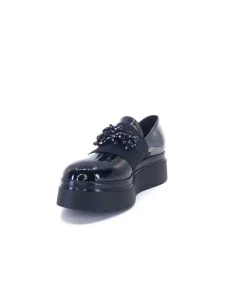 Ivoire0130a Ivoire 2C4386 Cuir Vernis Noir*Femme Mocassins