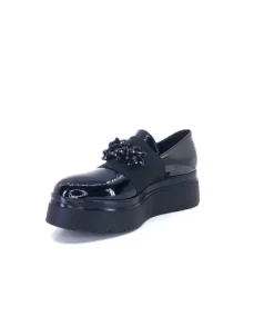 Ivoire0130a Ivoire 2C4386 Cuir Vernis Noir*Femme Mocassins