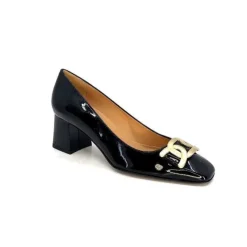 Ivoire0347b Ivoire Ch732 Cuir Vernis Noir*Femme Escarpins