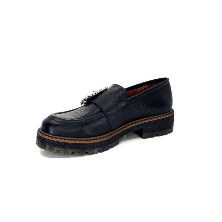Ivoire0036a Ivoire Cv5053 Cuir Noir*Femme Mocassins