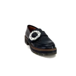 Ivoire0036a Ivoire Cv5053 Cuir Noir*Femme Mocassins