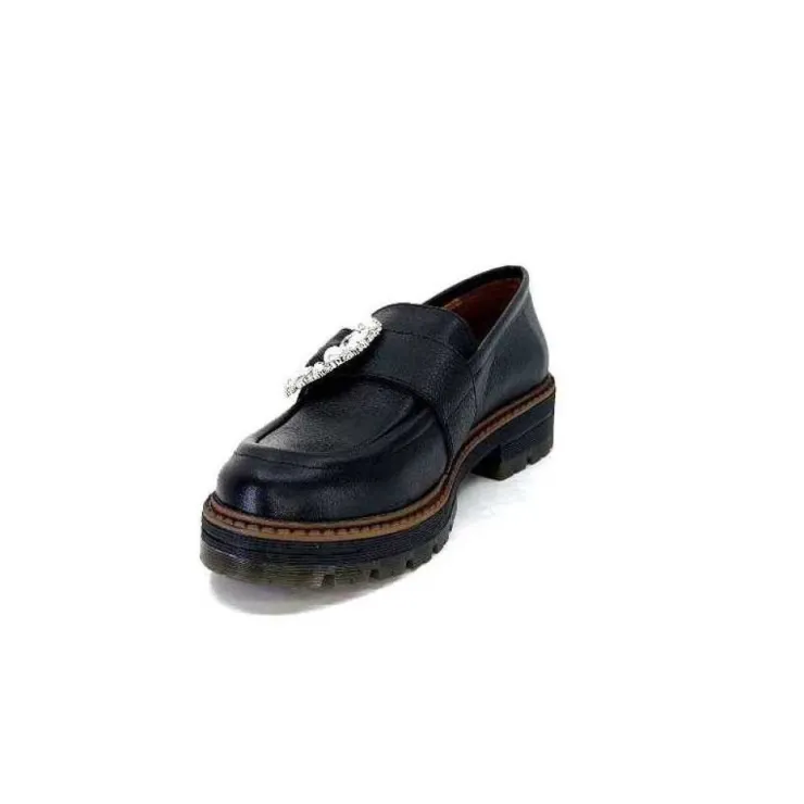 Ivoire0036a Ivoire Cv5053 Cuir Noir*Femme Mocassins