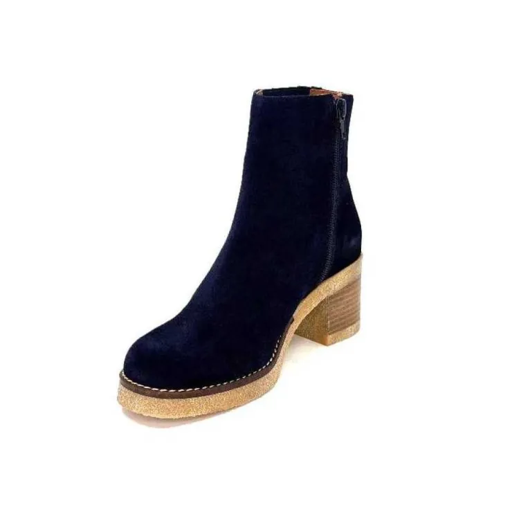 Ivoire0036a Ivoire Cv6104 Daim Bleu Marine*Femme Bottines