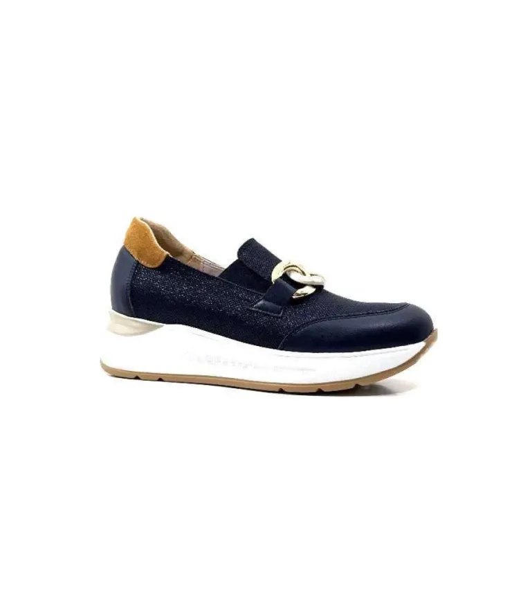 Ivoire0130a Ivoire 9D 4640 Textile Bleu*Femme Mocassins