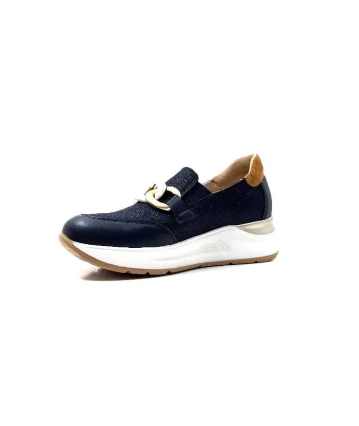 Ivoire0130a Ivoire 9D 4640 Textile Bleu*Femme Mocassins
