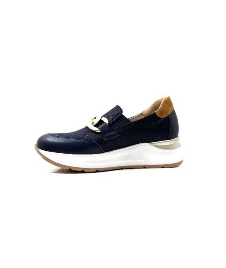 Ivoire0130a Ivoire 9D 4640 Textile Bleu*Femme Mocassins