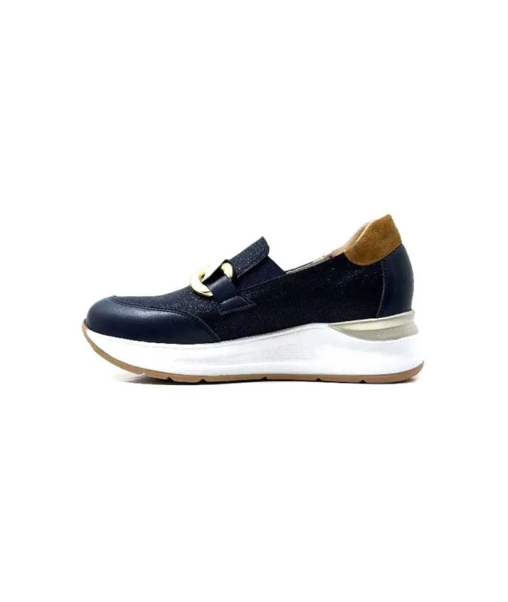 Ivoire0130a Ivoire 9D 4640 Textile Bleu*Femme Mocassins