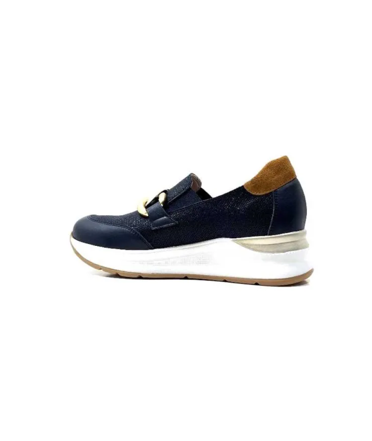 Ivoire0130a Ivoire 9D 4640 Textile Bleu*Femme Mocassins
