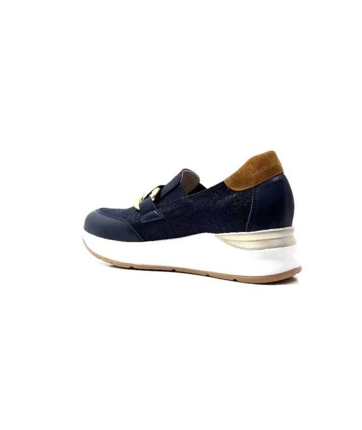 Ivoire0130a Ivoire 9D 4640 Textile Bleu*Femme Mocassins