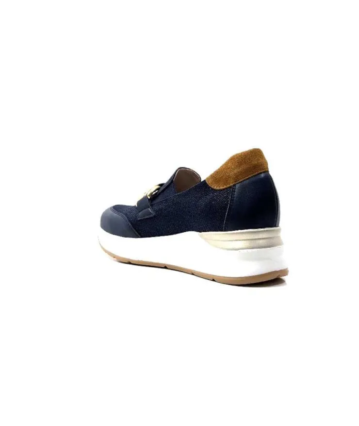 Ivoire0130a Ivoire 9D 4640 Textile Bleu*Femme Mocassins