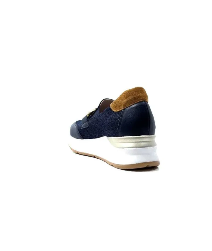 Ivoire0130a Ivoire 9D 4640 Textile Bleu*Femme Mocassins