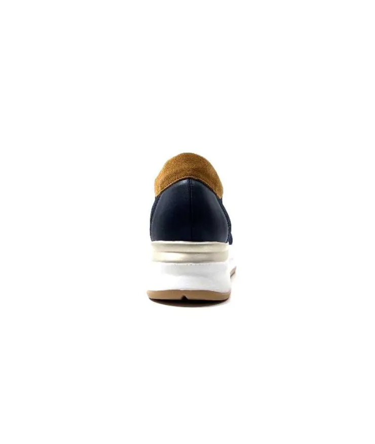 Ivoire0130a Ivoire 9D 4640 Textile Bleu*Femme Mocassins
