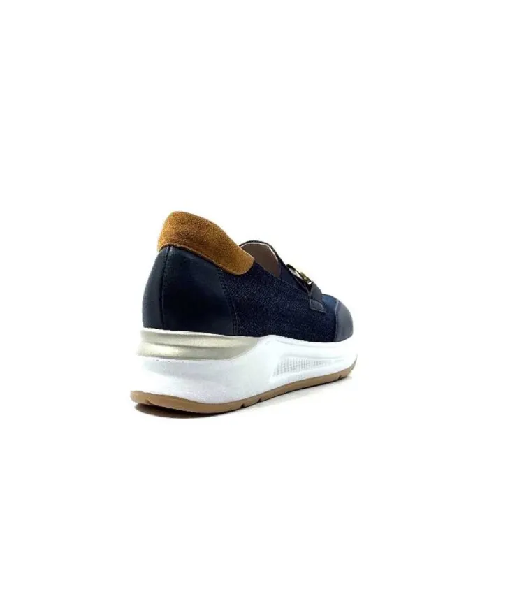 Ivoire0130a Ivoire 9D 4640 Textile Bleu*Femme Mocassins
