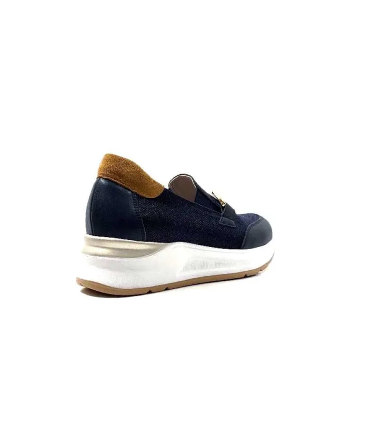 Ivoire0130a Ivoire 9D 4640 Textile Bleu*Femme Mocassins