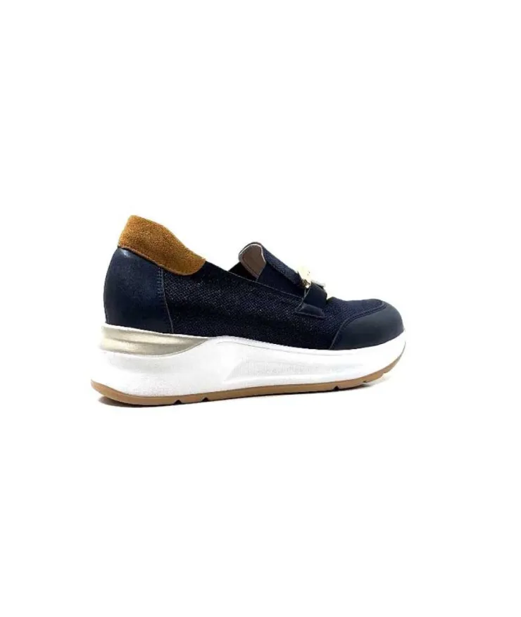 Ivoire0130a Ivoire 9D 4640 Textile Bleu*Femme Mocassins