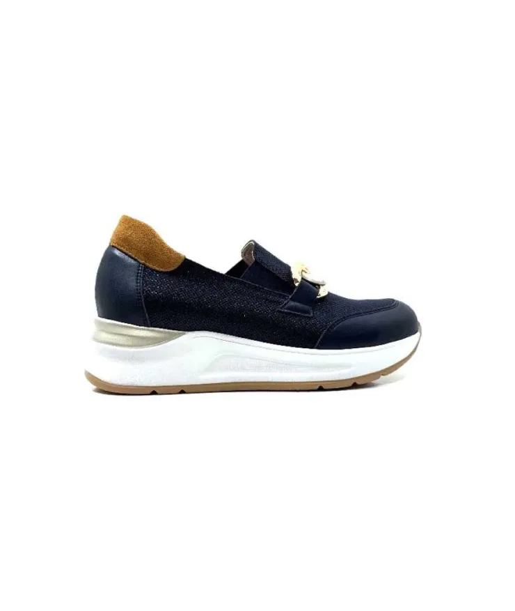 Ivoire0130a Ivoire 9D 4640 Textile Bleu*Femme Mocassins