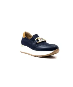 Ivoire0130a Ivoire 9D 4640 Textile Bleu*Femme Mocassins