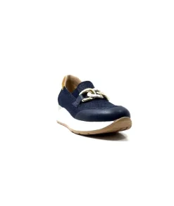 Ivoire0130a Ivoire 9D 4640 Textile Bleu*Femme Mocassins