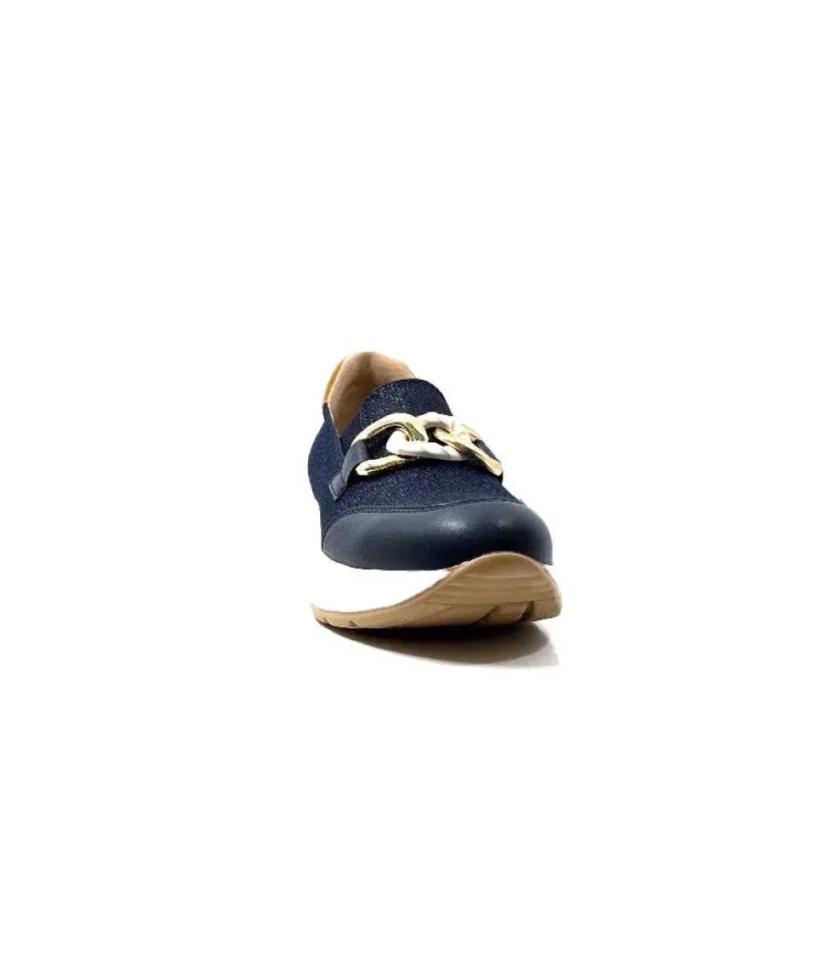 Ivoire0130a Ivoire 9D 4640 Textile Bleu*Femme Mocassins