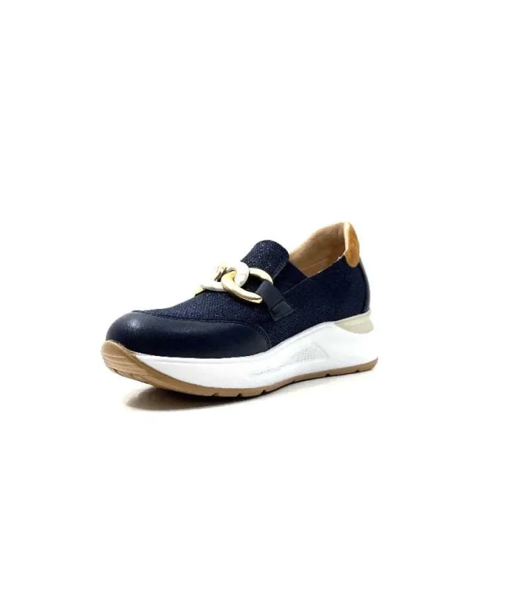 Ivoire0130a Ivoire 9D 4640 Textile Bleu*Femme Mocassins