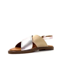 gloria Ivoire 908D Cuir Argent Et Nude*Femme Sandales