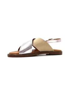 gloria Ivoire 908D Cuir Argent Et Nude*Femme Sandales