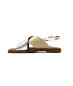 gloria Ivoire 908D Cuir Argent Et Nude*Femme Sandales