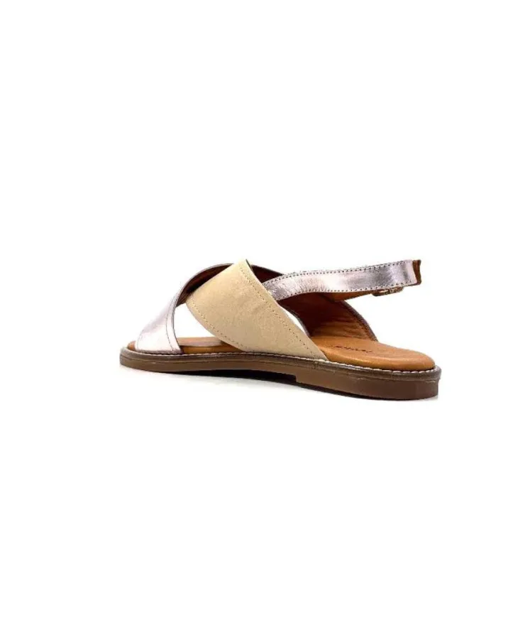 gloria Ivoire 908D Cuir Argent Et Nude*Femme Sandales