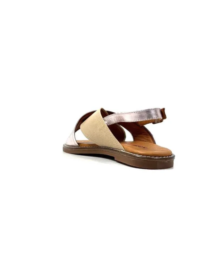gloria Ivoire 908D Cuir Argent Et Nude*Femme Sandales