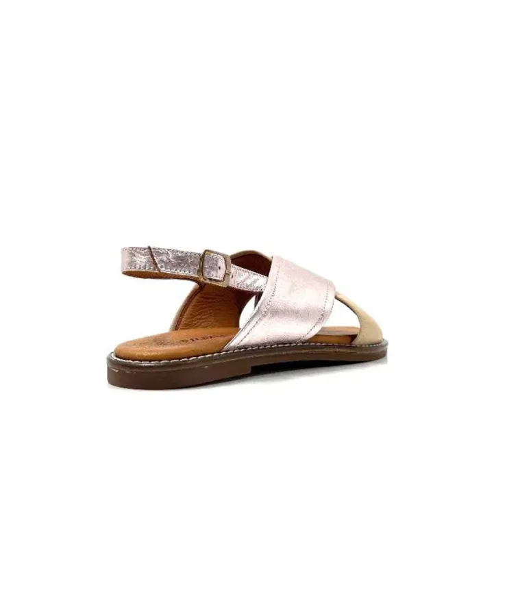 gloria Ivoire 908D Cuir Argent Et Nude*Femme Sandales