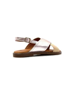 gloria Ivoire 908D Cuir Argent Et Nude*Femme Sandales