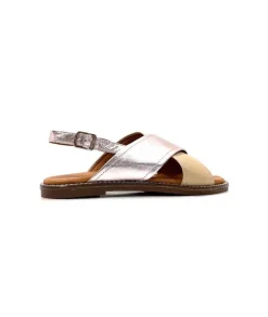 gloria Ivoire 908D Cuir Argent Et Nude*Femme Sandales
