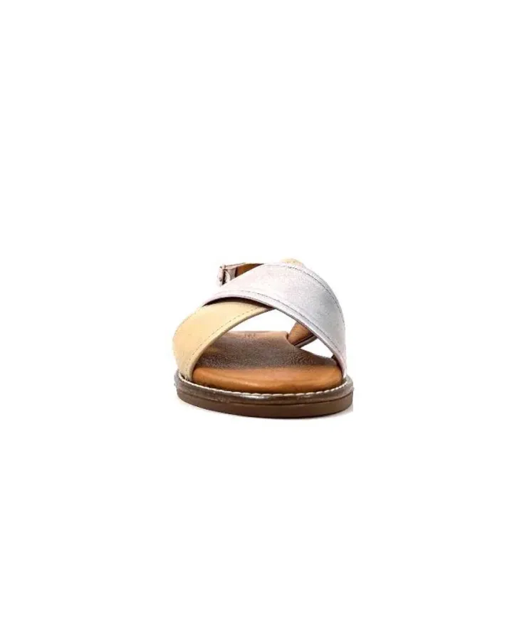 gloria Ivoire 908D Cuir Argent Et Nude*Femme Sandales