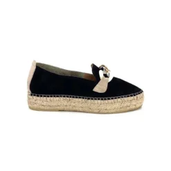 Ivoire0586a Ivoire D107807 Daim Noir*Femme Espadrilles