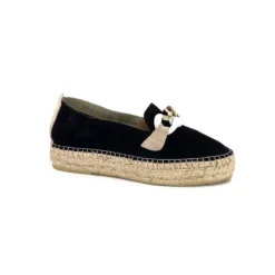 Ivoire0586a Ivoire D107807 Daim Noir*Femme Espadrilles