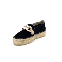 Ivoire0586a Ivoire D107807 Daim Noir*Femme Espadrilles