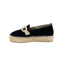 Ivoire0586a Ivoire D107807 Daim Noir*Femme Espadrilles